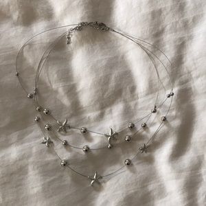 Starfish and bead floating necklace